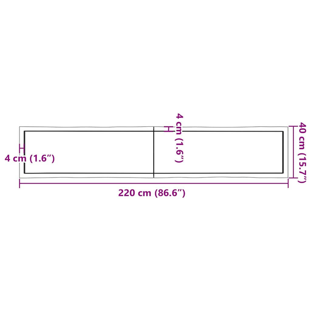 Επιφ Τραπεζιού Αν Καφέ 220x40x(2-6)εκ.Ακατέργ. Μασίφ Ξύλο Δρυός