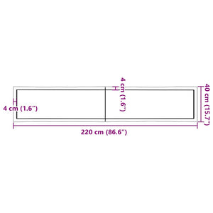 Επιφ Τραπεζιού Αν Καφέ 220x40x(2-6)εκ.Ακατέργ. Μασίφ Ξύλο Δρυός