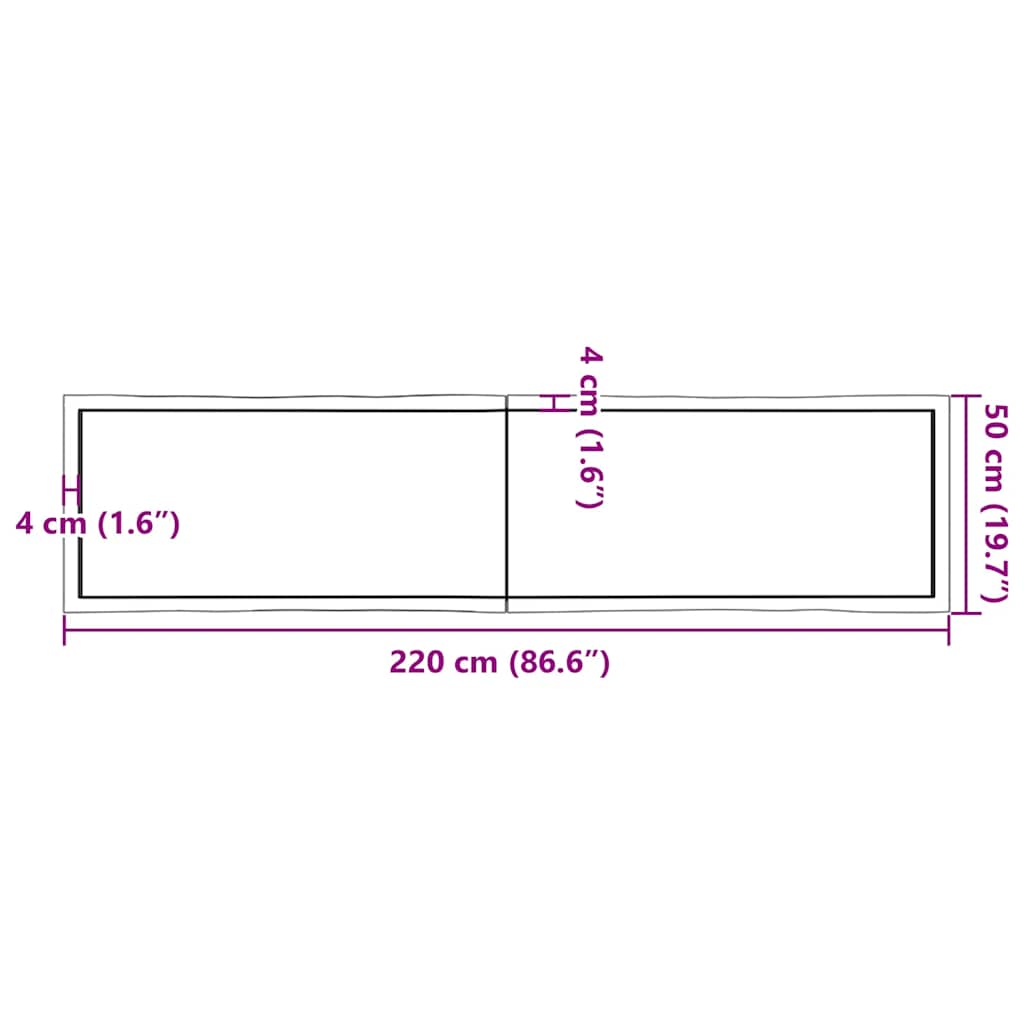Επιφ Τραπεζιού Αν Καφέ 220x50x(2-4)εκ.Ακατέργ. Μασίφ Ξύλο Δρυός - Pakobazaar