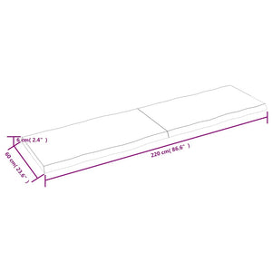 Επιφ Τραπεζιού Αν Καφέ 220x60x(2-6)εκ.Ακατέργ. Μασίφ Ξύλο Δρυός