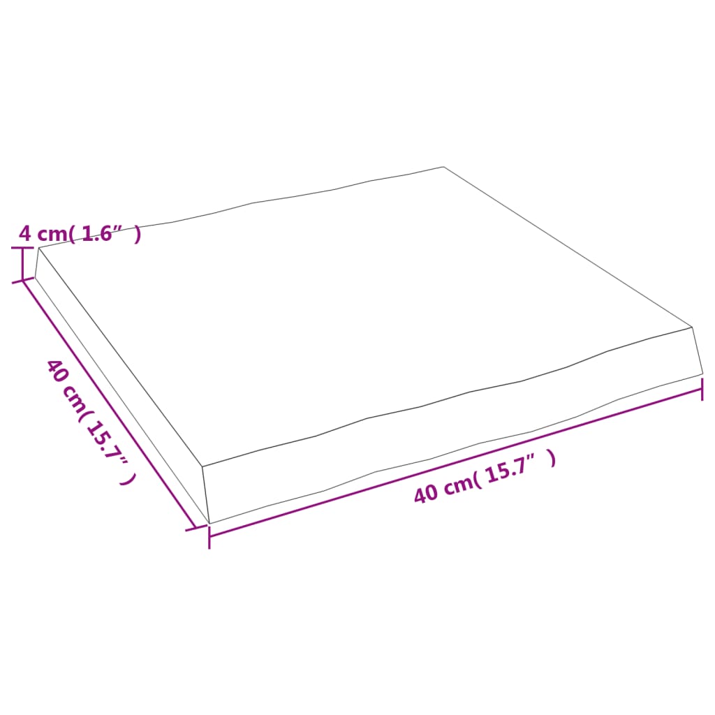 Επιφ Τραπεζιού Αν Καφέ 40x40x(2-4)εκ. Ακατέργ. Μασίφ Ξύλο Δρυός