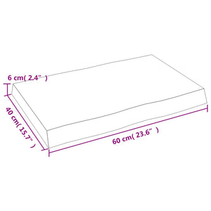 Επιφ Τραπεζιού Αν Καφέ 60x40x(2-6)εκ. Ακατέργ. Μασίφ Ξύλο Δρυός - Pakobazaar