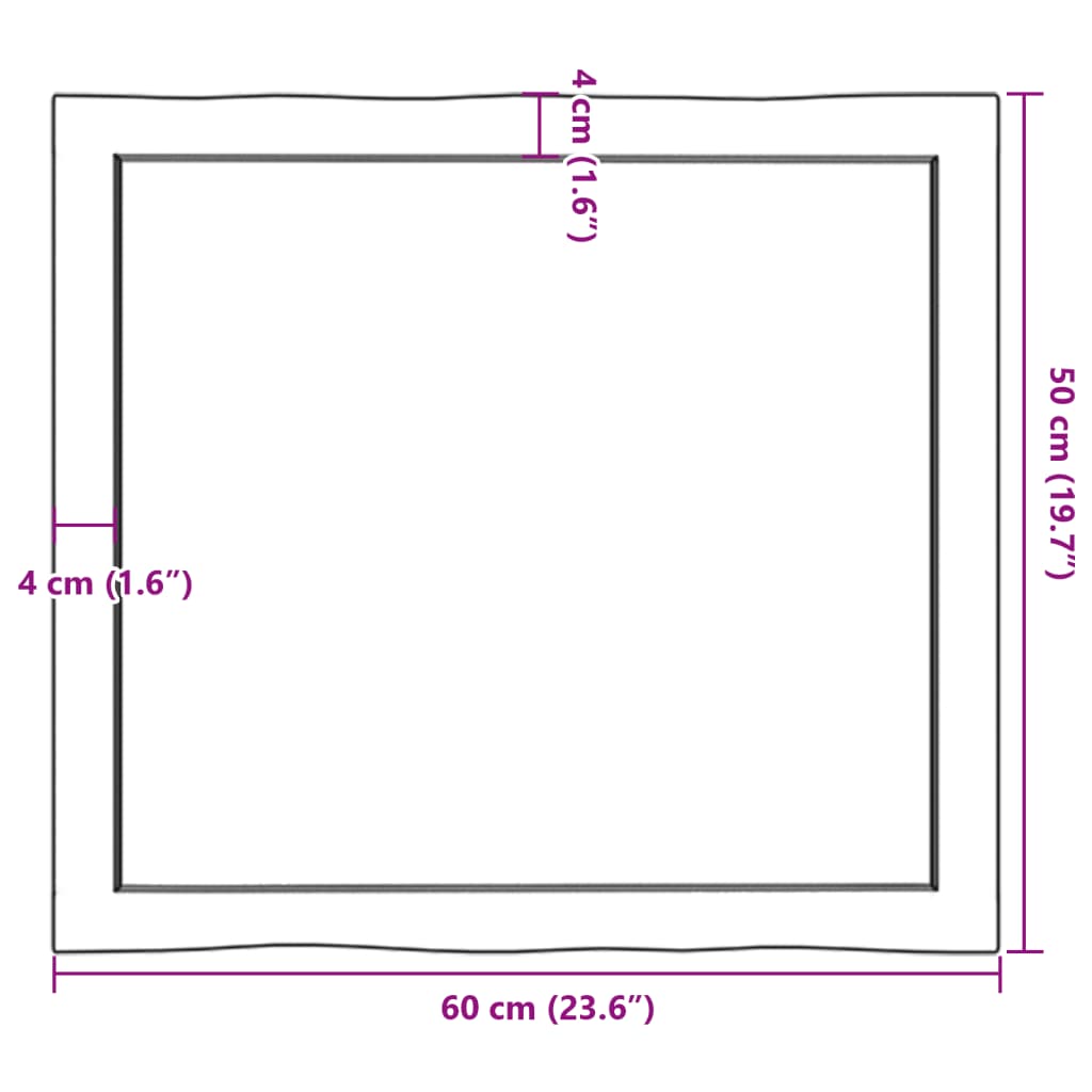 Επιφ Τραπεζιού Αν Καφέ 60x50x(2-4)εκ. Ακατέργ. Μασίφ Ξύλο Δρυός