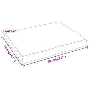 Επιφ Τραπεζιού Αν Καφέ 60x50x(2-6)εκ. Ακατέργ. Μασίφ Ξύλο Δρυός