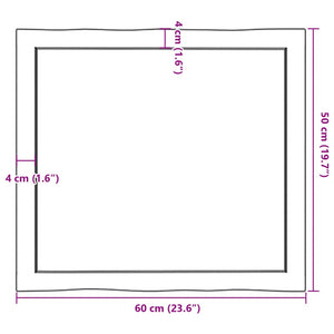 Επιφ Τραπεζιού Αν Καφέ 60x50x(2-6)εκ. Ακατέργ. Μασίφ Ξύλο Δρυός