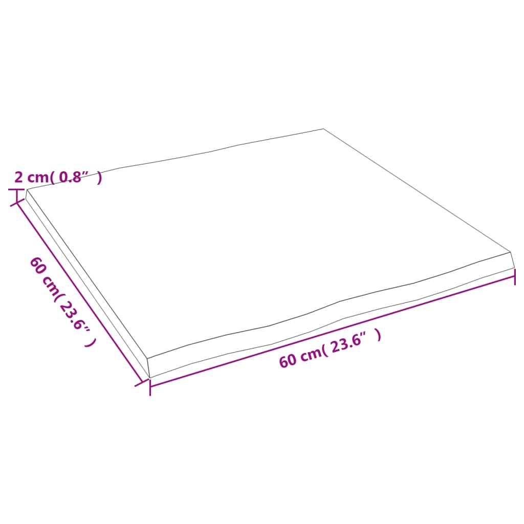 Επιφ Τραπεζιού Αν Καφέ 60x60x2εκ. Επ Μασίφ Ξύλο Δρυός Live Edge