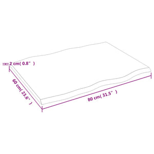 Επιφ Τραπεζιού Σκ Καφέ 80x60x2εκ. Επ Μασίφ Ξύλο Δρυός Live Edge