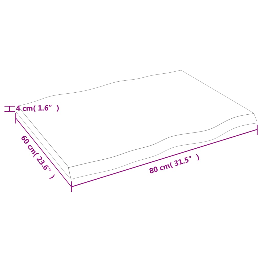 Επιφ Τραπεζιού Αν Καφέ 80x60x(2-4)εκ. Ακατέργ. Μασίφ Ξύλο Δρυός - Pakobazaar