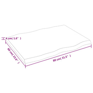 Επιφ Τραπεζιού Αν Καφέ 80x60x(2-4)εκ. Ακατέργ. Μασίφ Ξύλο Δρυός - Pakobazaar