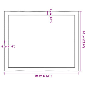 Επιφ Τραπεζιού Αν Καφέ 80x60x(2-4)εκ. Ακατέργ. Μασίφ Ξύλο Δρυός - Pakobazaar