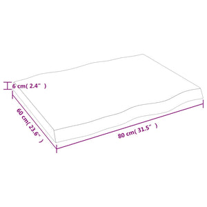 Επιφ Τραπεζιού Αν Καφέ 80x60x(2-6)εκ. Ακατέργ. Μασίφ Ξύλο Δρυός
