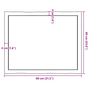 Επιφ Τραπεζιού Αν Καφέ 80x60x(2-6)εκ. Ακατέργ. Μασίφ Ξύλο Δρυός
