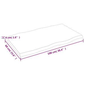 Επιφ Τραπεζιού Αν Καφέ 100x60x(2-4)εκ.Ακατέργ. Μασίφ Ξύλο Δρυός - Pakobazaar