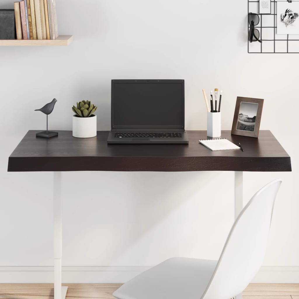 Επιφ Τραπεζιού Αν Καφέ 100x60x(2-6)εκ.Ακατέργ. Μασίφ Ξύλο Δρυός - Pakobazaar