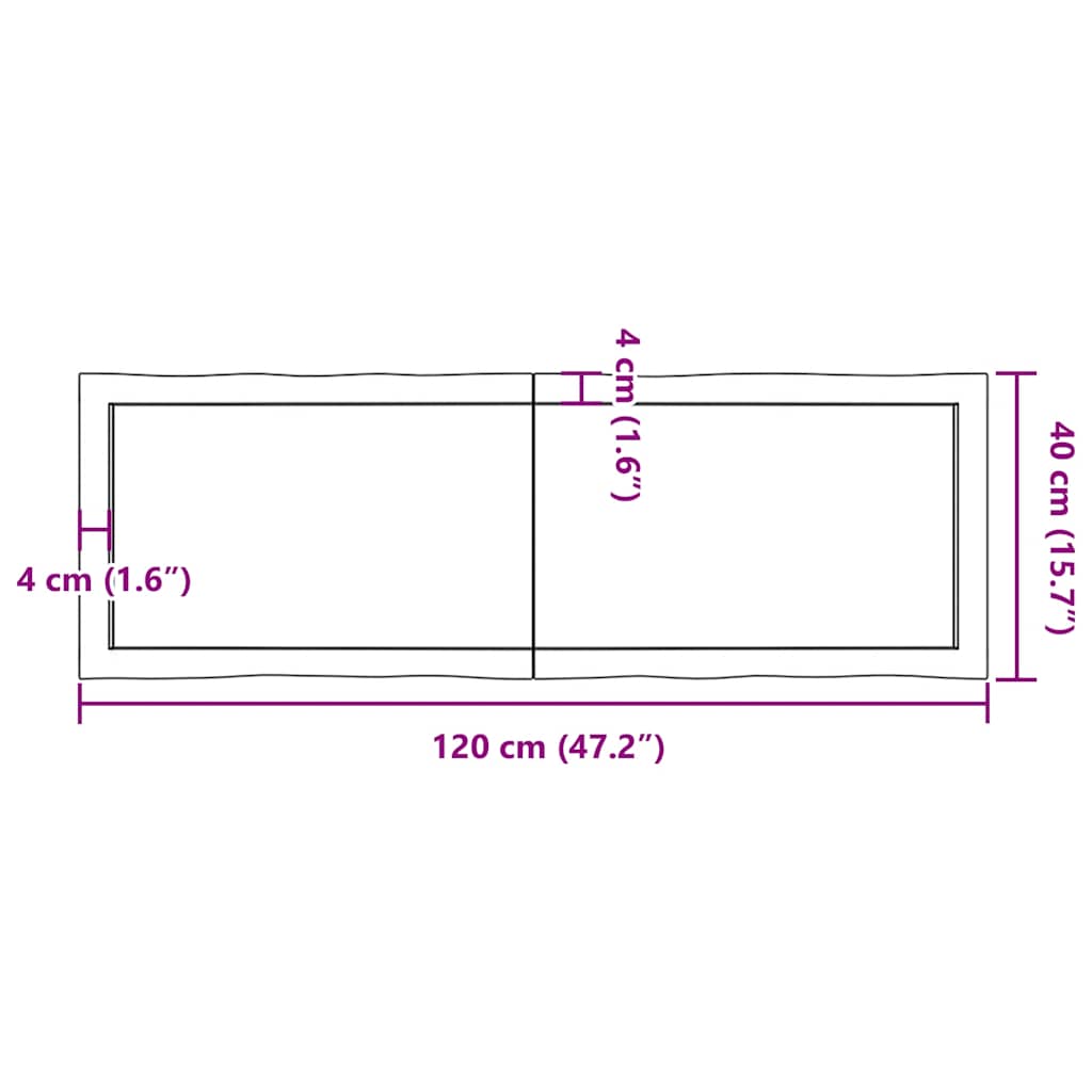 Επιφ Τραπεζιού Αν Καφέ 120x40x(2-4)εκ.Ακατέργ. Μασίφ Ξύλο Δρυός