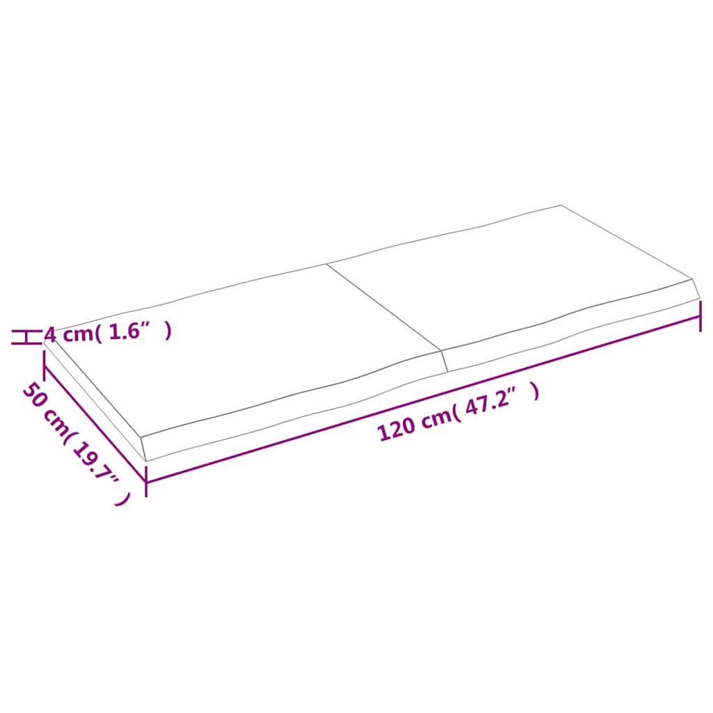 Επιφ Τραπεζιού Αν Καφέ 120x50x(2-4)εκ.Ακατέργ. Μασίφ Ξύλο Δρυός