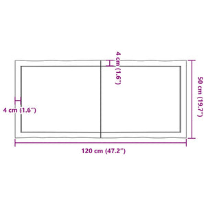 Επιφ Τραπεζιού Αν Καφέ 120x50x(2-6)εκ.Ακατέργ. Μασίφ Ξύλο Δρυός