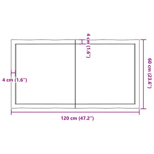 Επιφ Τραπεζιού Αν Καφέ 120x60x(2-4)εκ.Ακατέργ. Μασίφ Ξύλο Δρυός