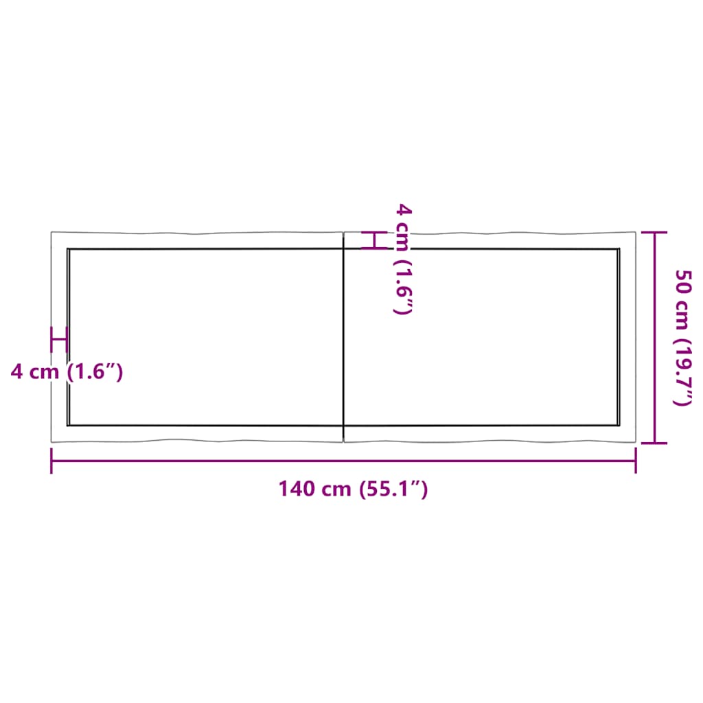 Επιφ Τραπεζιού Αν Καφέ 140x50x(2-4)εκ.Ακατέργ. Μασίφ Ξύλο Δρυός - Pakobazaar