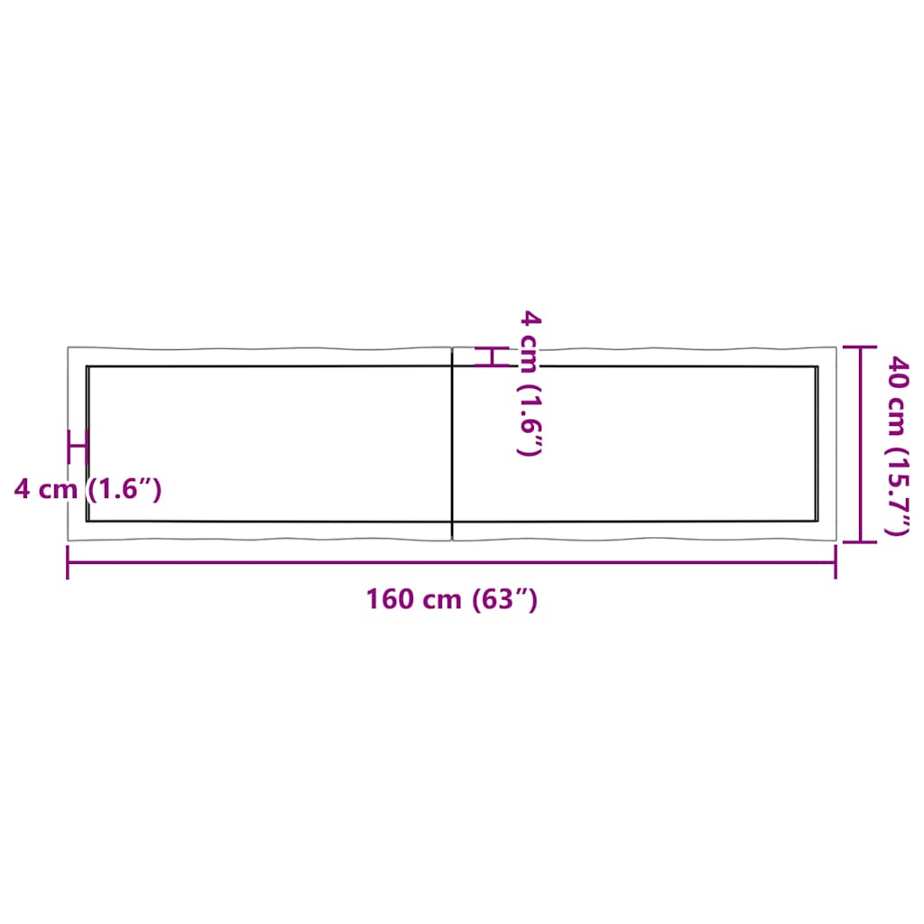 Επιφ. Τραπεζιού Σκ Γκρι 60x40x(2-4)εκ Επεξ Μασίφ Ξύλο Live Edge - Pakobazaar