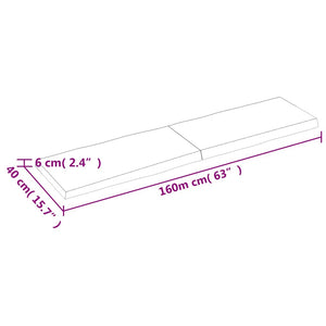 Επιφ Τραπεζιού Αν Καφέ 160x40x(2-6)εκ.Ακατέργ. Μασίφ Ξύλο Δρυός