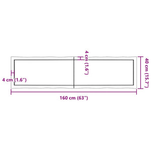 Επιφ Τραπεζιού Αν Καφέ 160x40x(2-6)εκ.Ακατέργ. Μασίφ Ξύλο Δρυός