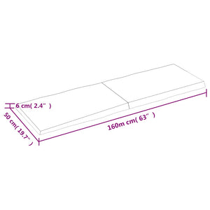Επιφ Τραπεζιού Αν Καφέ 160x50x(2-6)εκ.Ακατέργ. Μασίφ Ξύλο Δρυός