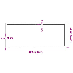 Επιφ Τραπεζιού Αν Καφέ 160x60x(2-4)εκ.Ακατέργ. Μασίφ Ξύλο Δρυός