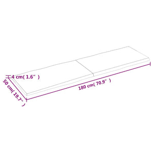 Επιφ Τραπεζιού Αν Καφέ 180x50x(2-4)εκ.Ακατέργ. Μασίφ Ξύλο Δρυός