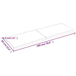 Επιφ Τραπεζιού Αν Καφέ 180x60x(2-4)εκ.Ακατέργ. Μασίφ Ξύλο Δρυός