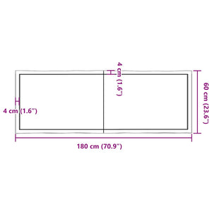Επιφ Τραπεζιού Αν Καφέ 180x60x(2-4)εκ.Ακατέργ. Μασίφ Ξύλο Δρυός