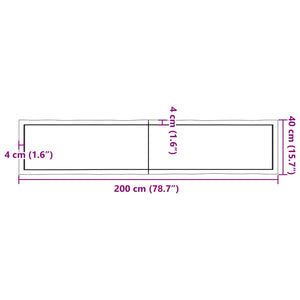 Επιφ Τραπεζιού Αν Καφέ 200x40x(2-4)εκ.Ακατέργ. Μασίφ Ξύλο Δρυός