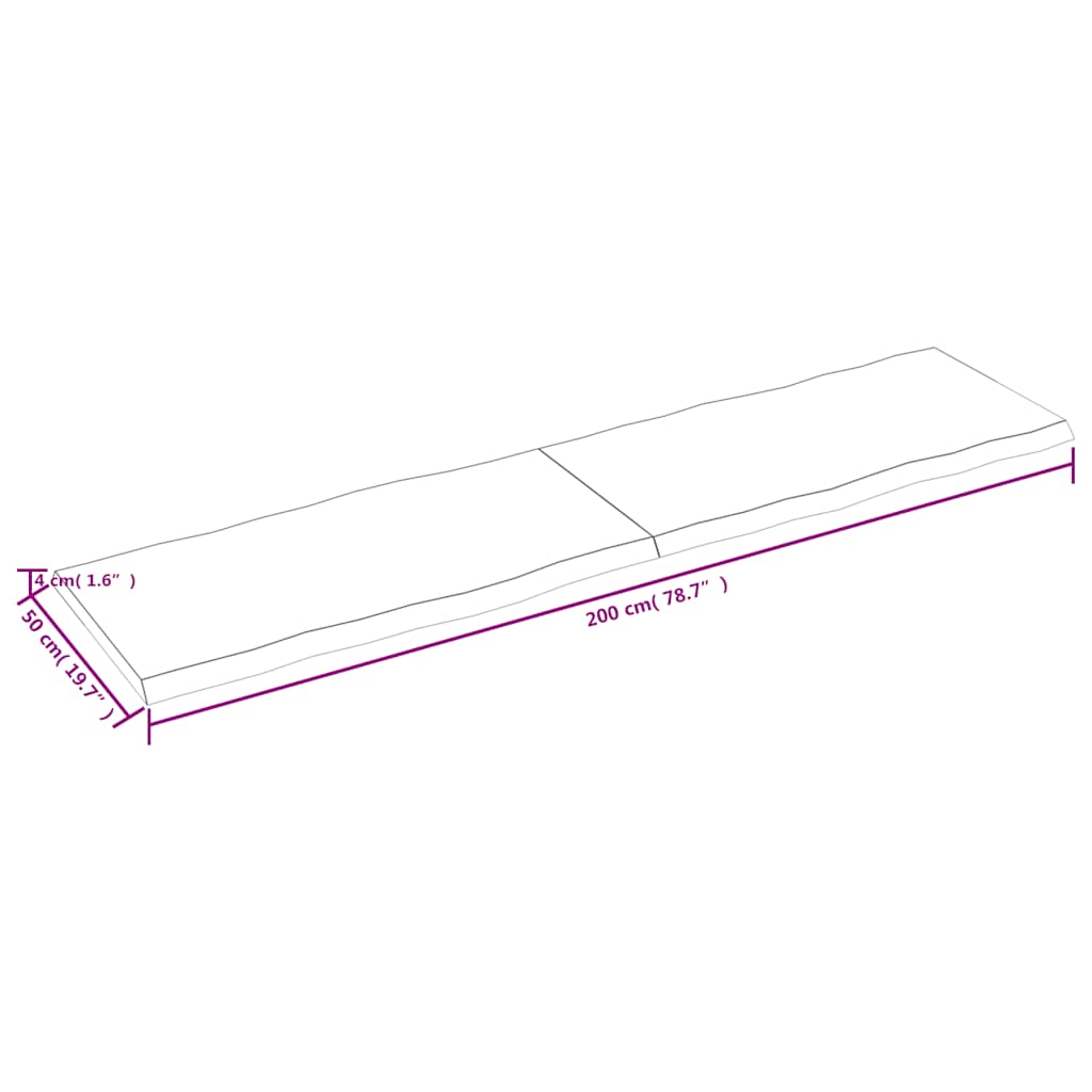 Επιφ Τραπεζιού Αν Καφέ 200x50x(2-4)εκ.Ακατέργ. Μασίφ Ξύλο Δρυός