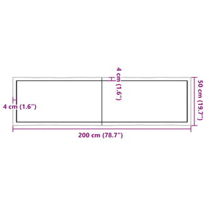 Επιφ Τραπεζιού Αν Καφέ 200x50x(2-4)εκ.Ακατέργ. Μασίφ Ξύλο Δρυός