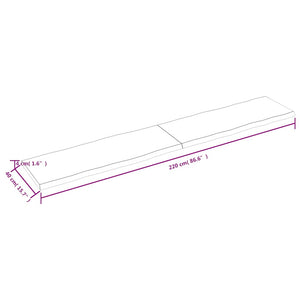 Επιφ Τραπεζιού Αν Καφέ 220x40x(2-4)εκ.Ακατέργ. Μασίφ Ξύλο Δρυός - Pakobazaar