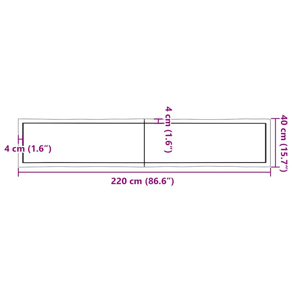 Επιφ Τραπεζιού Αν Καφέ 220x40x(2-4)εκ.Ακατέργ. Μασίφ Ξύλο Δρυός - Pakobazaar