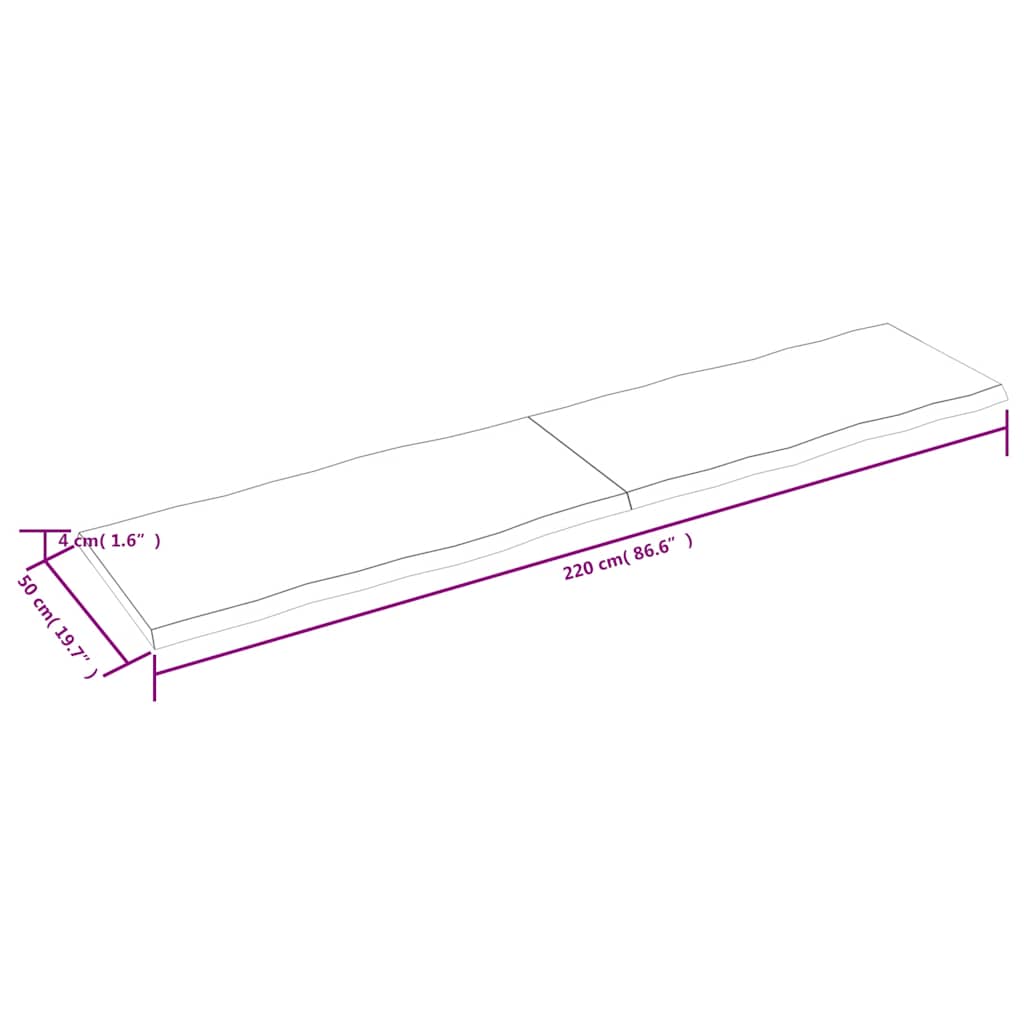 Επιφ Τραπεζιού Αν Καφέ 220x50x(2-4)εκ.Ακατέργ. Μασίφ Ξύλο Δρυός