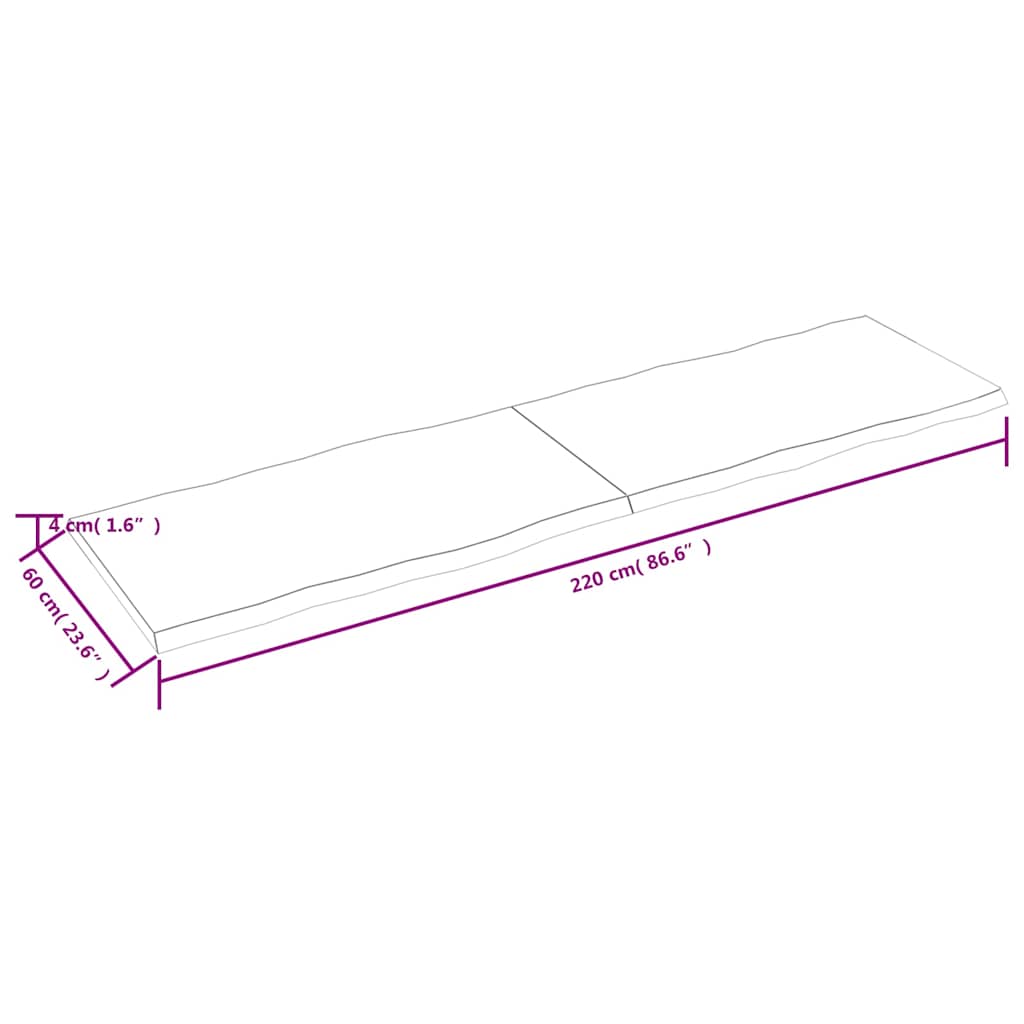 Επιφ Τραπεζιού Αν Καφέ 220x60x(2-4)εκ.Ακατέργ. Μασίφ Ξύλο Δρυός - Pakobazaar