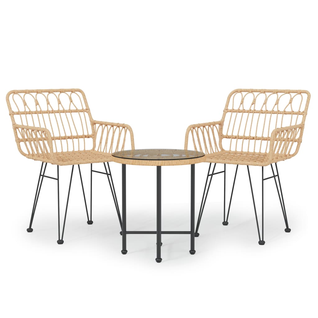 Σετ Τραπεζαρίας Κήπου 3 Τεμαχίων από Συνθετικό Ρατάν