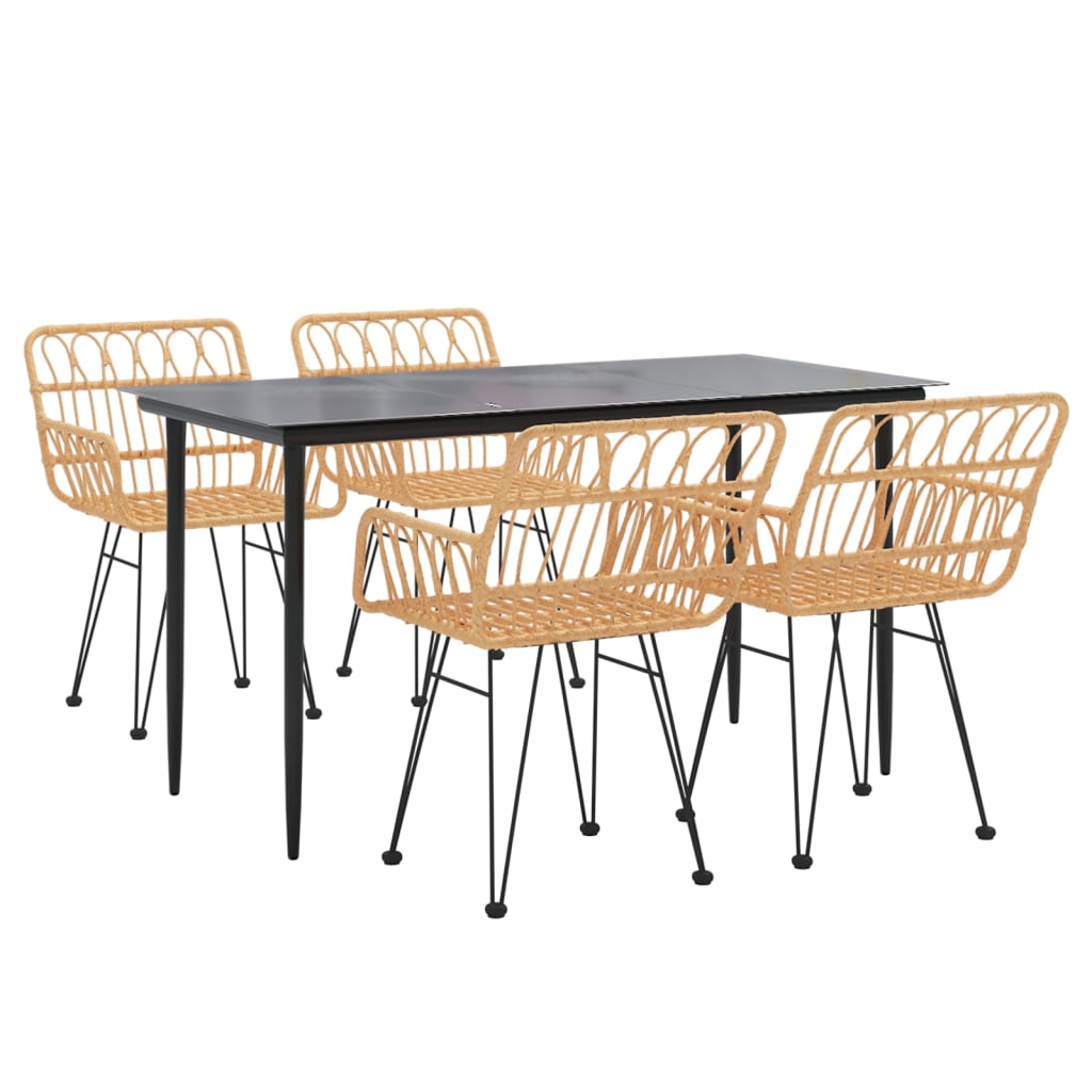 Σετ Τραπεζαρίας Κήπου 5 Τεμαχίων από Συνθετικό Ρατάν