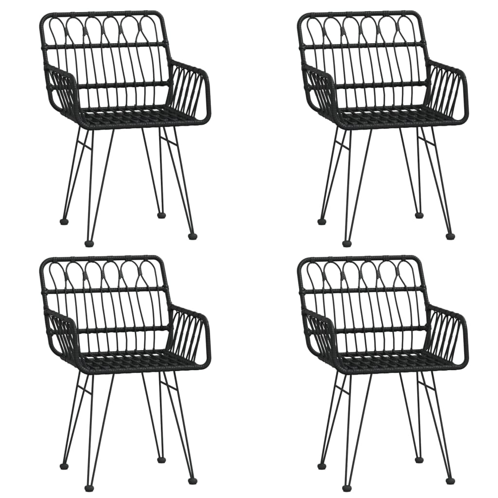 Σετ Τραπεζαρίας Κήπου 5 Τεμαχίων Μαύρο από Συνθετικό Ρατάν