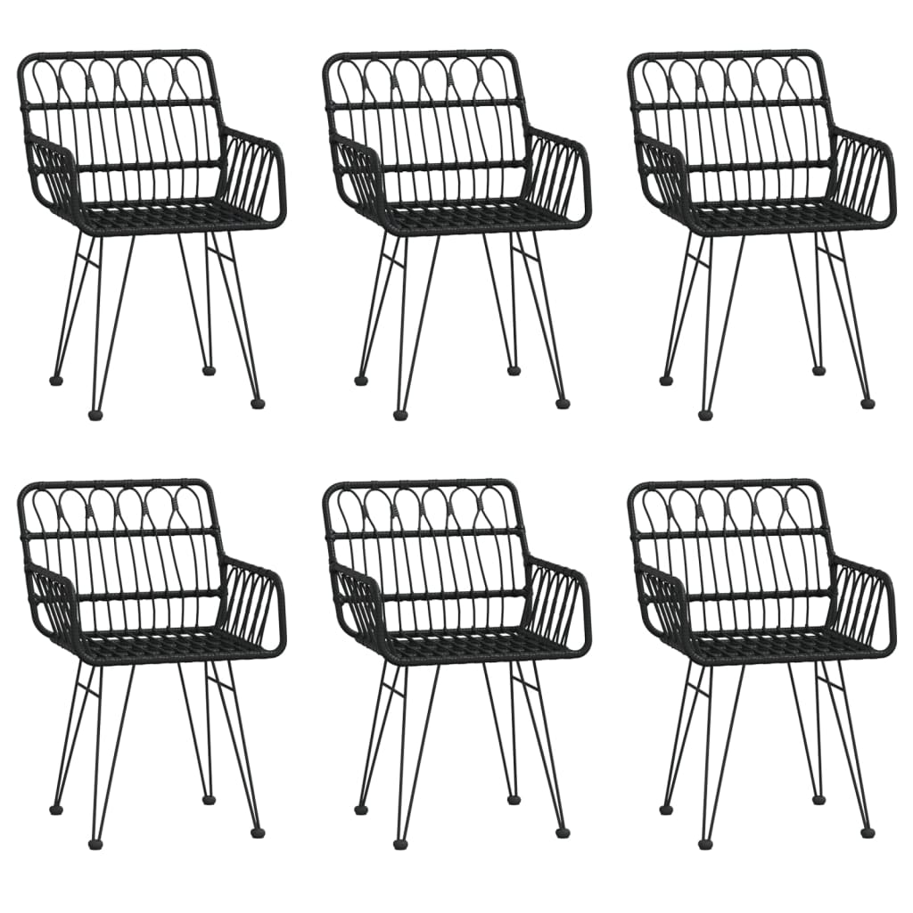 Σετ Τραπεζαρίας Κήπου 7 Τεμαχίων Μαύρο από Συνθετικό Ρατάν