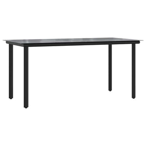 Σετ Τραπεζαρίας Κήπου 7 Τεμαχίων Μαύρο από Συνθετικό Ρατάν