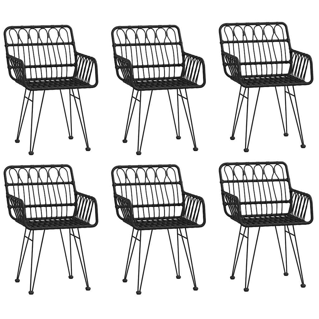 Σετ Τραπεζαρίας Κήπου 7 Τεμαχίων Μαύρο από Συνθετικό Ρατάν