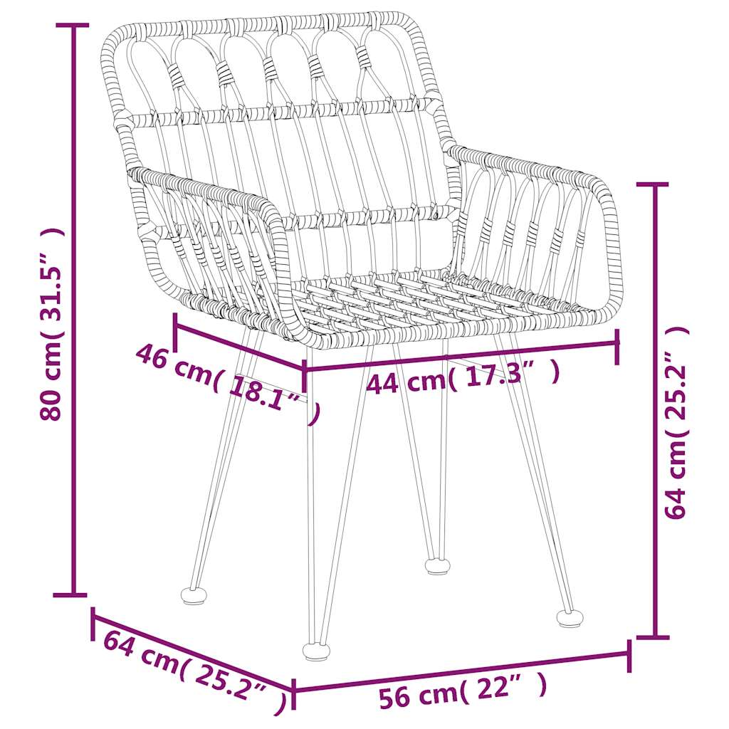 Σετ Τραπεζαρίας Κήπου 7 Τεμαχίων Μαύρο από Συνθετικό Ρατάν