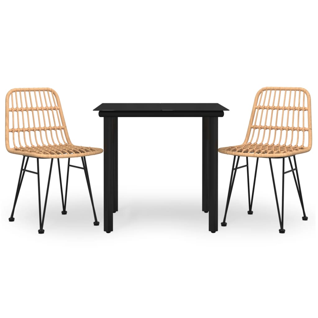 Σετ Τραπεζαρίας Κήπου 3 Τεμαχίων από Συνθετικό Ρατάν