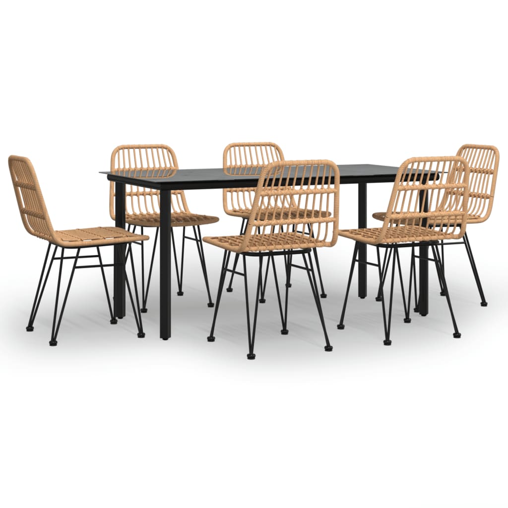 Σετ Τραπεζαρίας Κήπου 7 Τεμαχίων από Συνθετικό Ρατάν