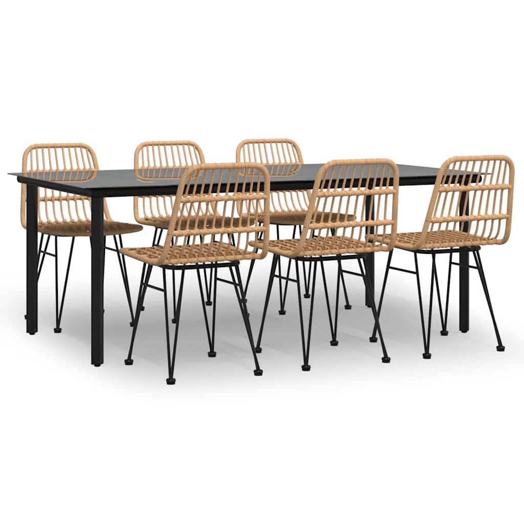 Σετ Τραπεζαρίας Κήπου 7 Τεμαχίων από Συνθετικό Ρατάν