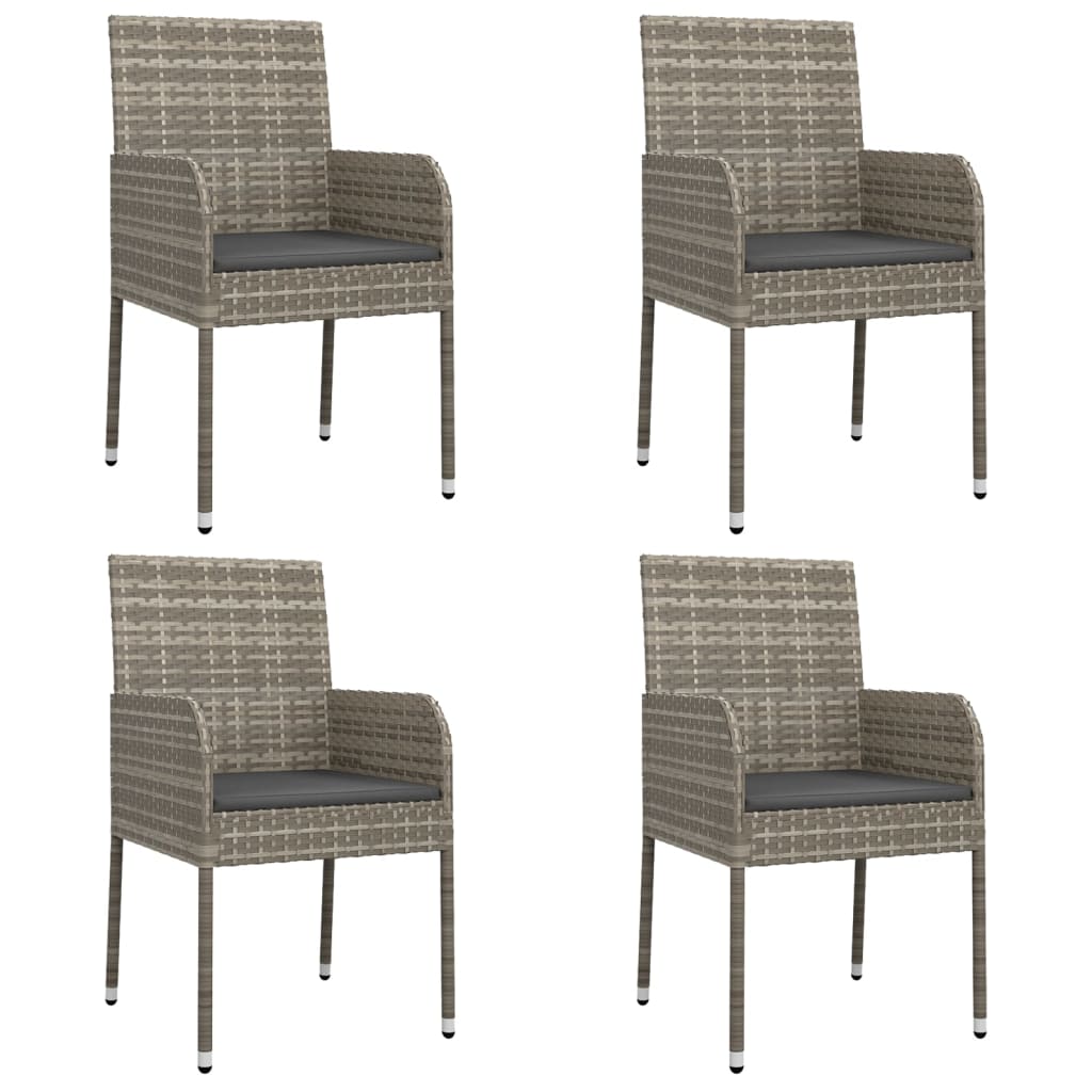 Σετ Τραπεζαρίας Κήπου 5 τεμ Μαύρο&Γκρι Συνθ. Ρατάν με Μαξιλάρια