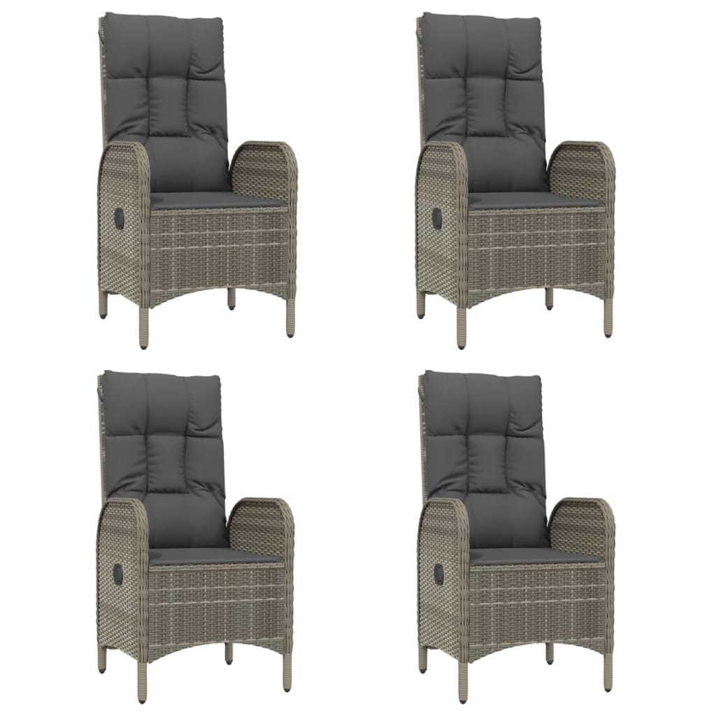 Τραπεζαρία Κήπου με Μαξιλάρια Σετ 5 τεμ. Μαύρο&Γκρι Συνθ. Ρατάν